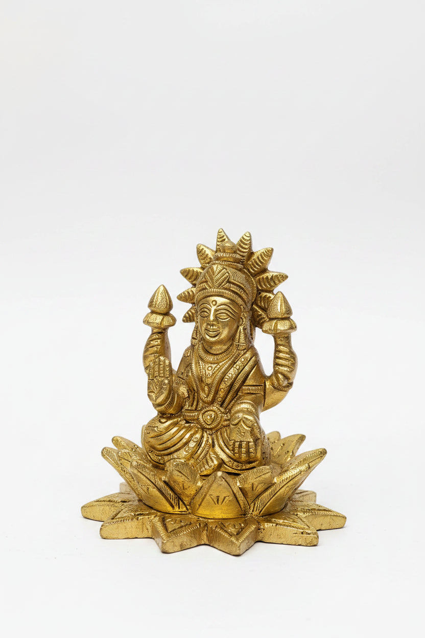 Ganesh Lakshmi Brass Idol Set for Home Puja and Temple Decor - ManiMonk