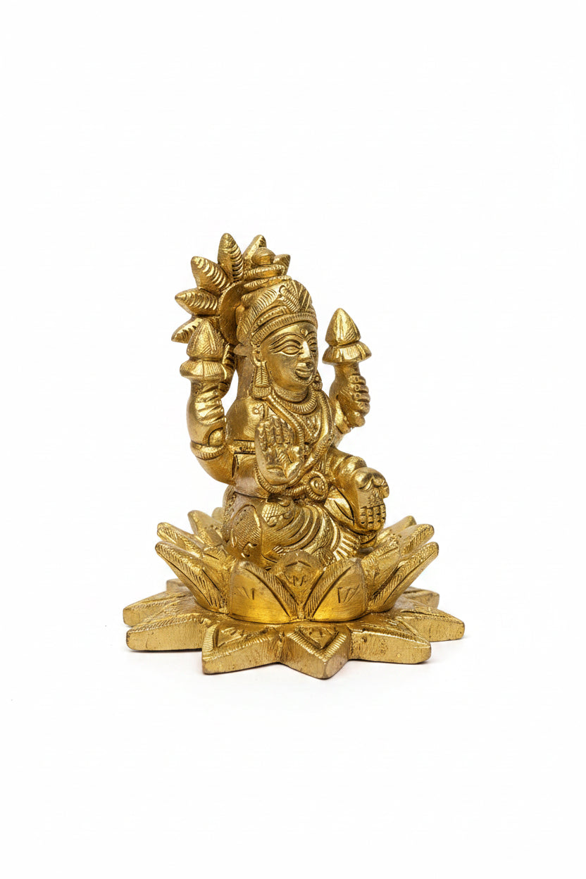 Ganesh Lakshmi Brass Idol Set for Home Puja and Temple Decor - ManiMonk