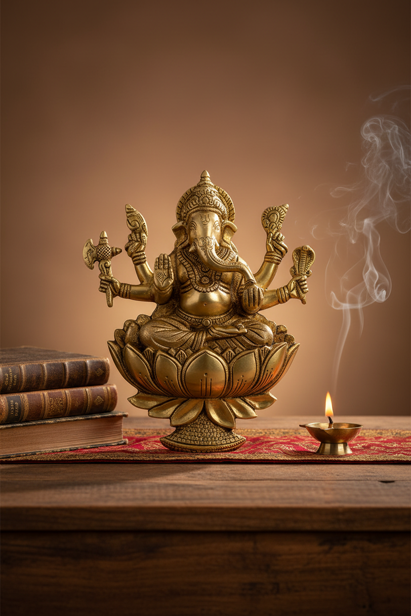 Ganesh Lakshmi on Lotus Hanging Brass Idol Set Handcrafted Pure Brass Wall Hanging Puja Murti