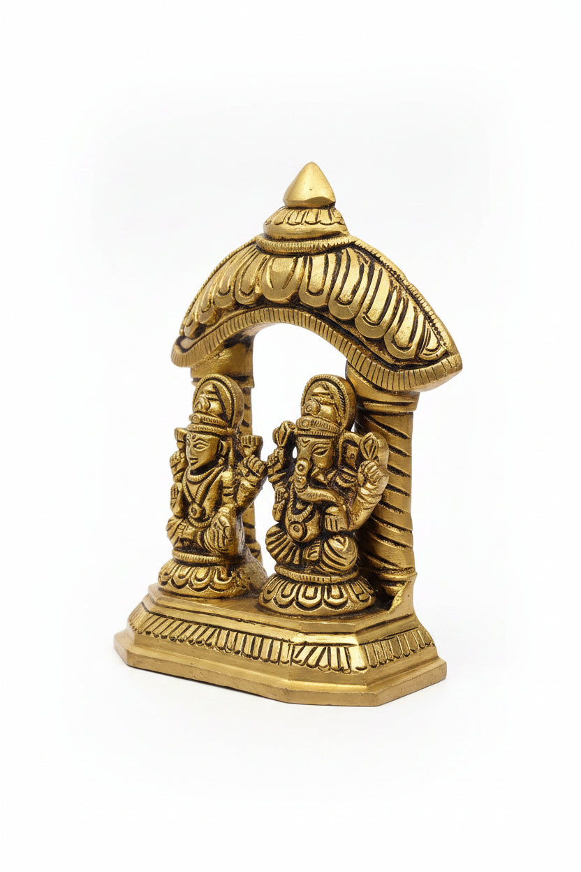 Ganesh Laxmi Brass Idol Set Handcrafted Pure Brass Ganesha Lakshmi Puja Murti Set for Home Mandir - ManiMonk