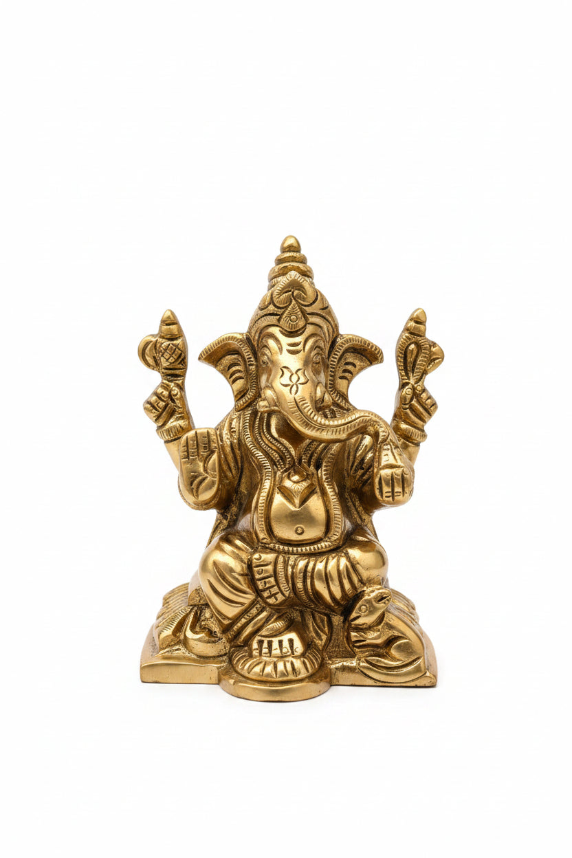 Ganesh Laxmi Brass Idol Set Premium Handcrafted Puja Murti for Home Temple