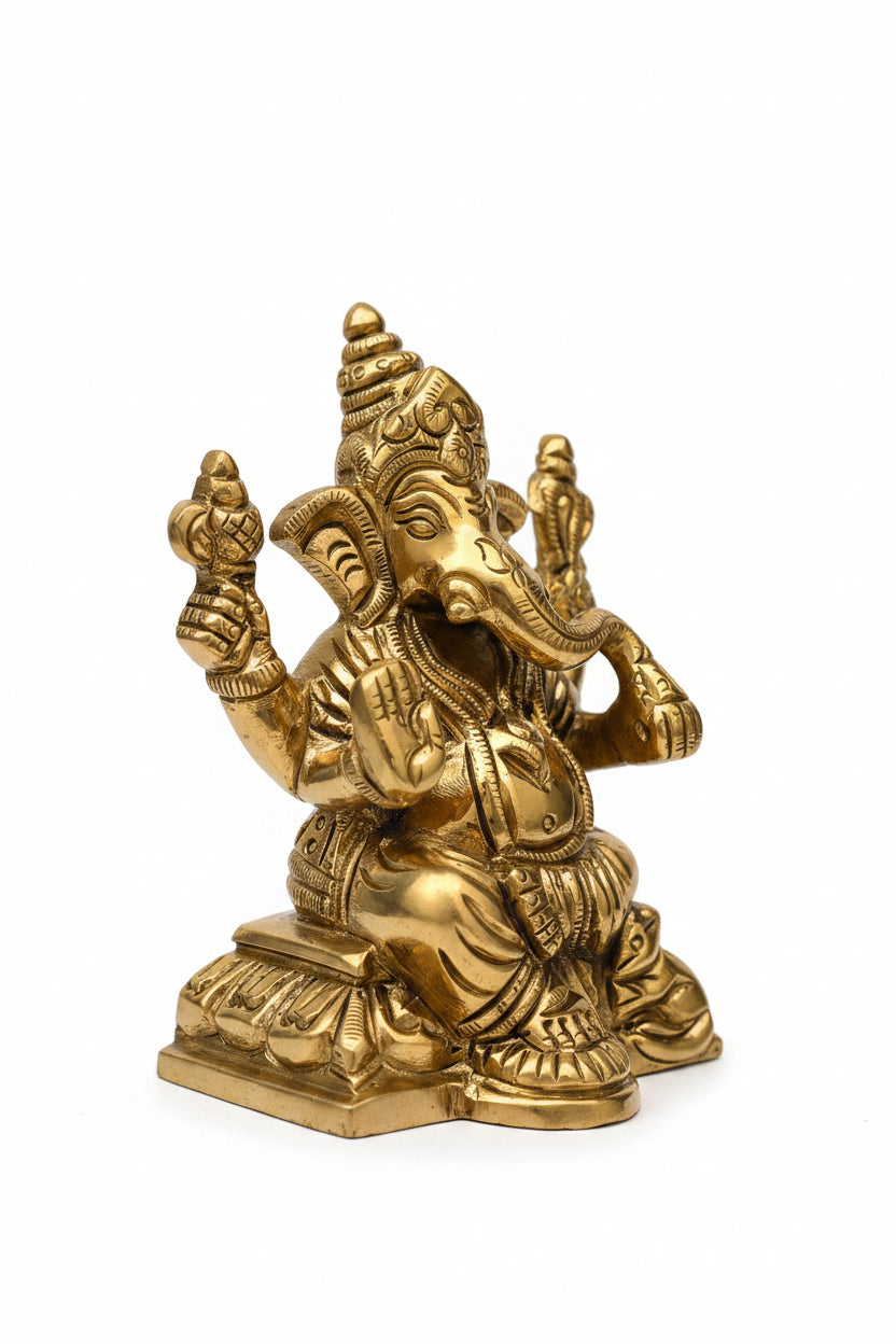 Ganesh Laxmi Brass Idol Set Premium Handcrafted Puja Murti for Home Temple