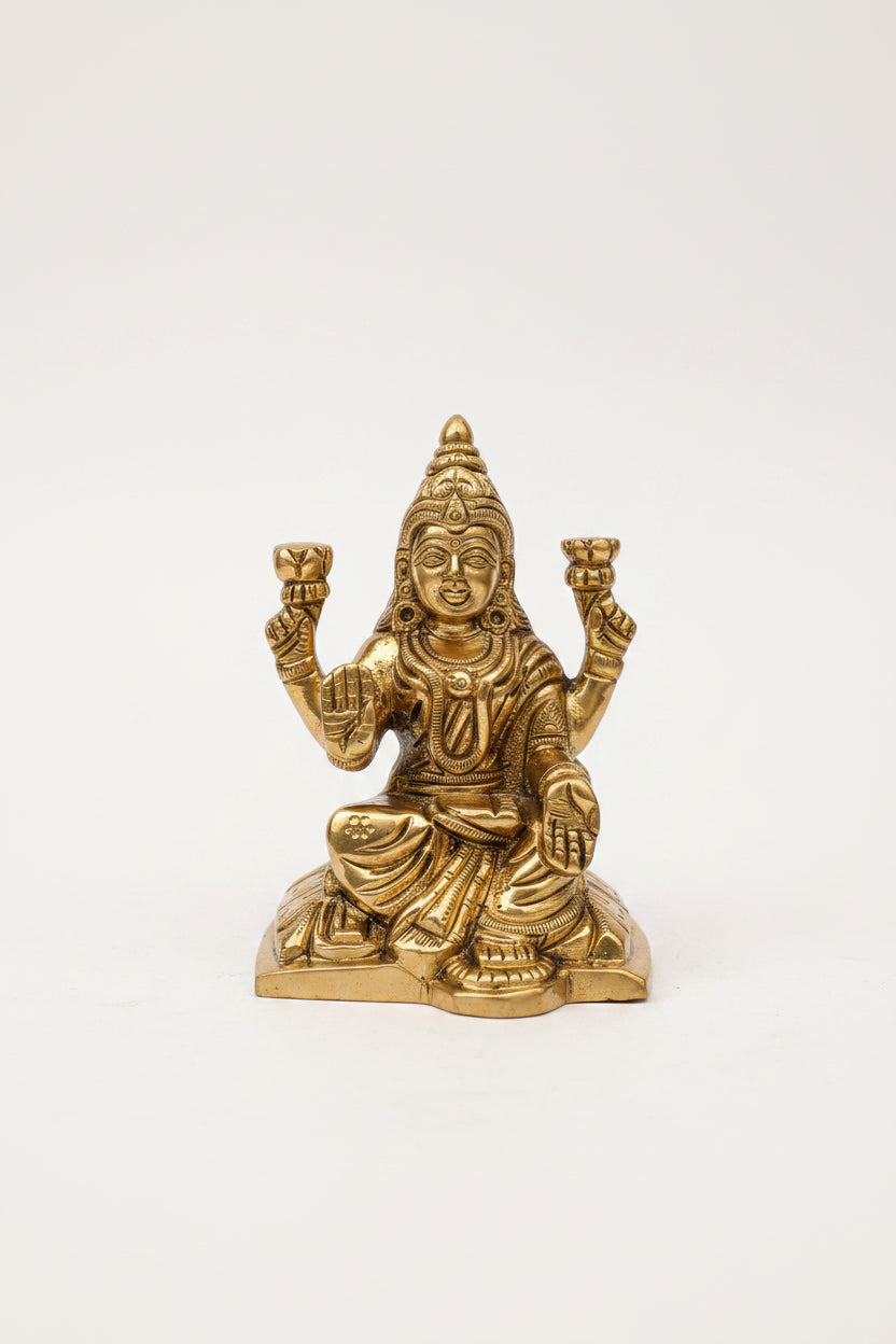 Ganesh Laxmi Brass Idol Set Premium Handcrafted Puja Murti for Home Temple
