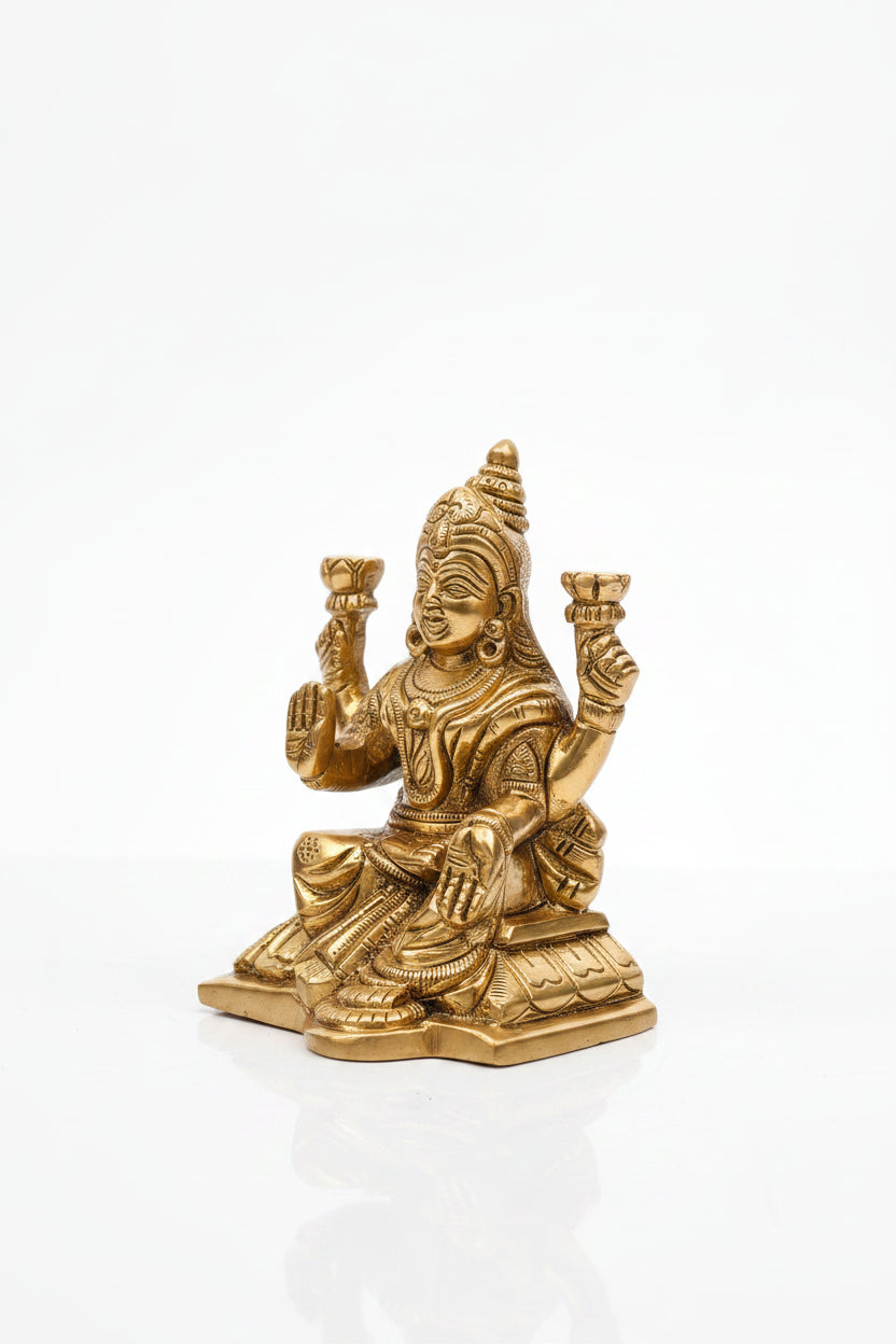 Ganesh Laxmi Brass Idol Set Premium Handcrafted Puja Murti for Home Temple
