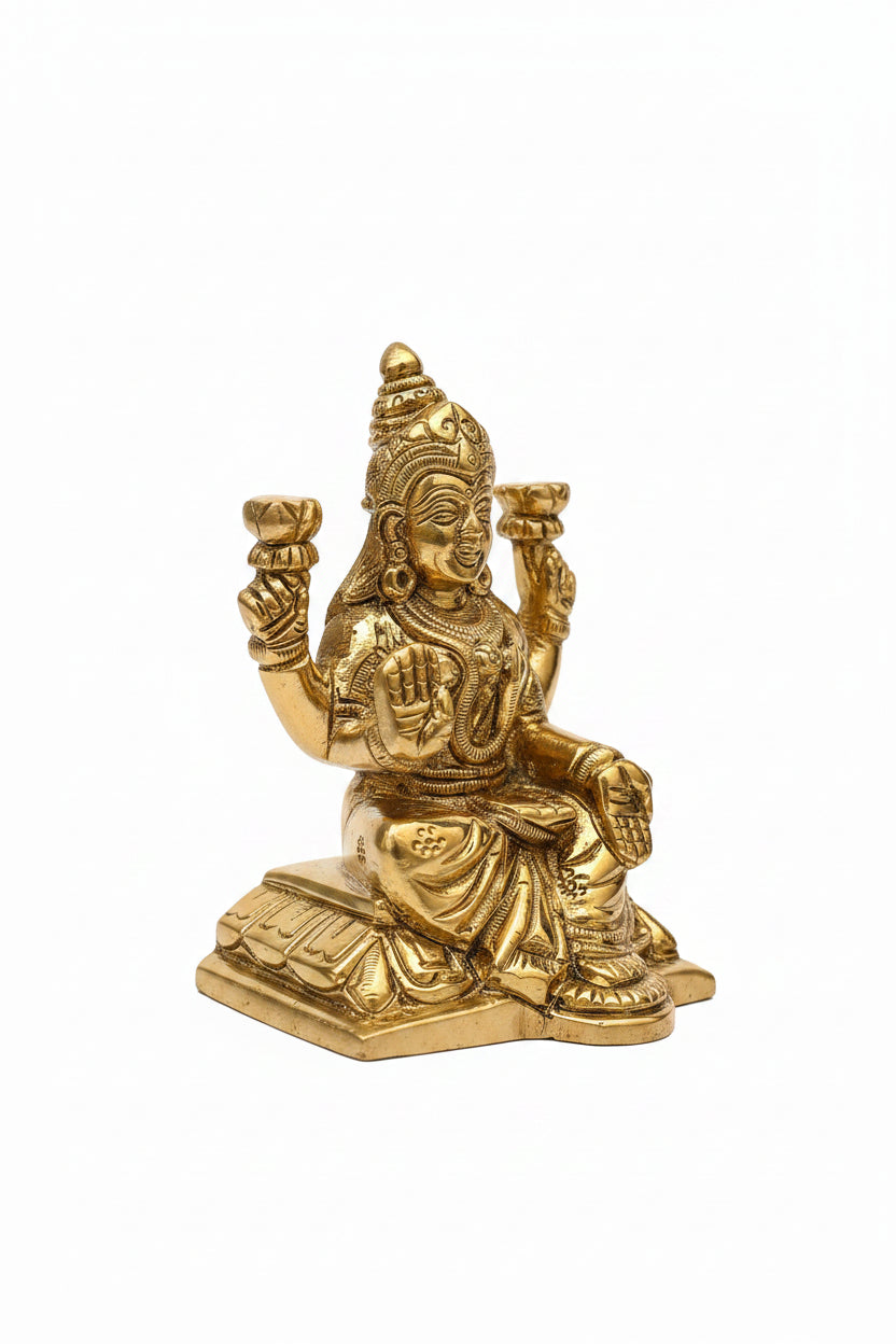 Ganesh Laxmi Brass Idol Set Premium Handcrafted Puja Murti for Home Temple