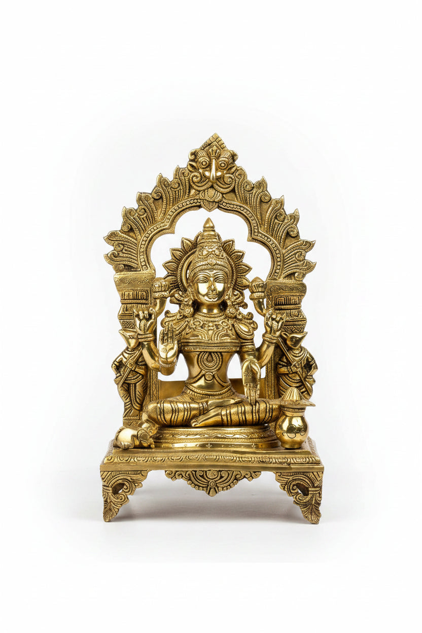 Ganesh Laxmi Brass Murti Set Large Handcrafted Idol for Home Temple Pooja - ManiMonk