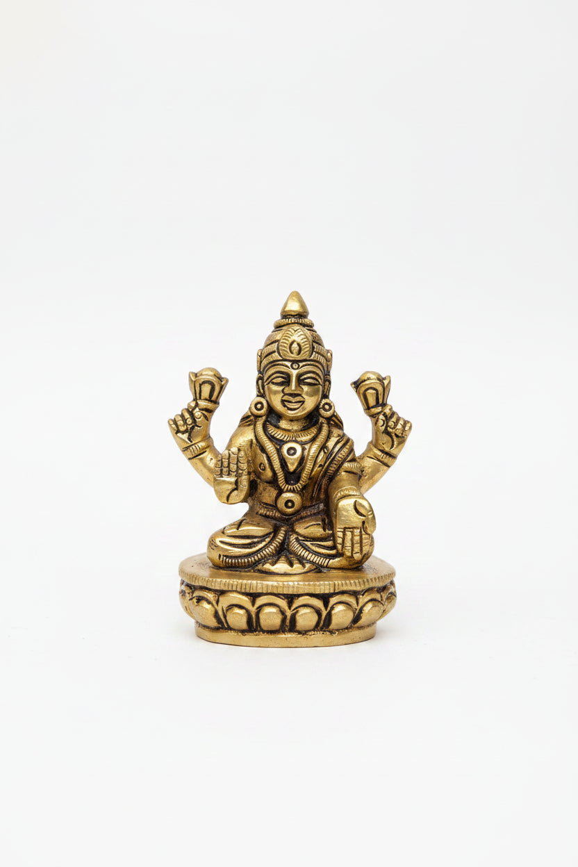 Ganesh Laxmi Saraswati Brass Idols Set of 3 Handcrafted Pure Brass Puja Murti Set for Home Mandir - ManiMonk