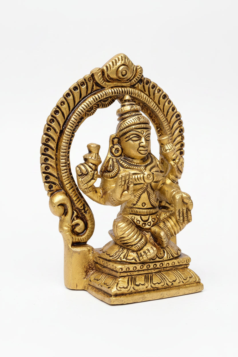 Ganesh Laxmi Saraswati Brass Murti Handcrafted Pure Brass Triple Deity Puja Set for Home Mandir - ManiMonk