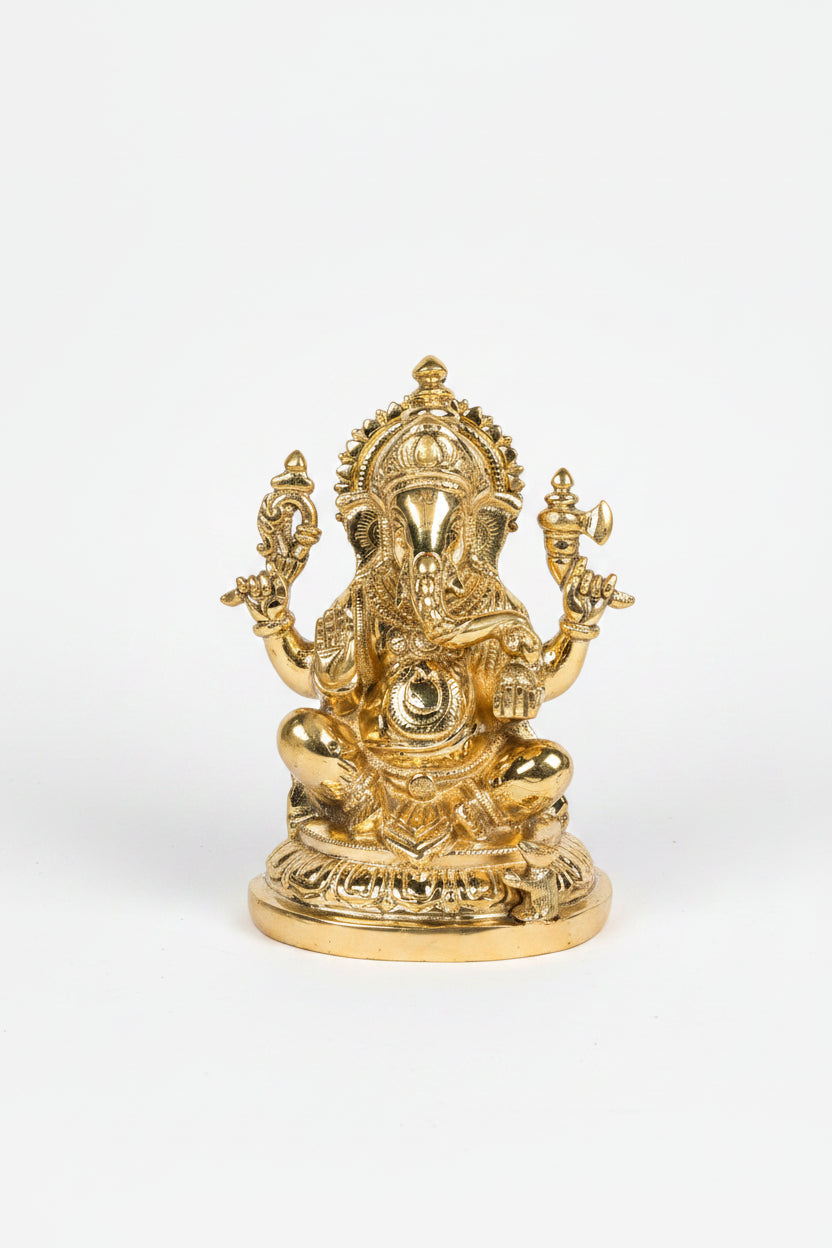 Ganesh Laxmi Saraswati Brass Murti Set 9 Inch Ashtadhatu Idol for Home Temple Pooja - ManiMonk