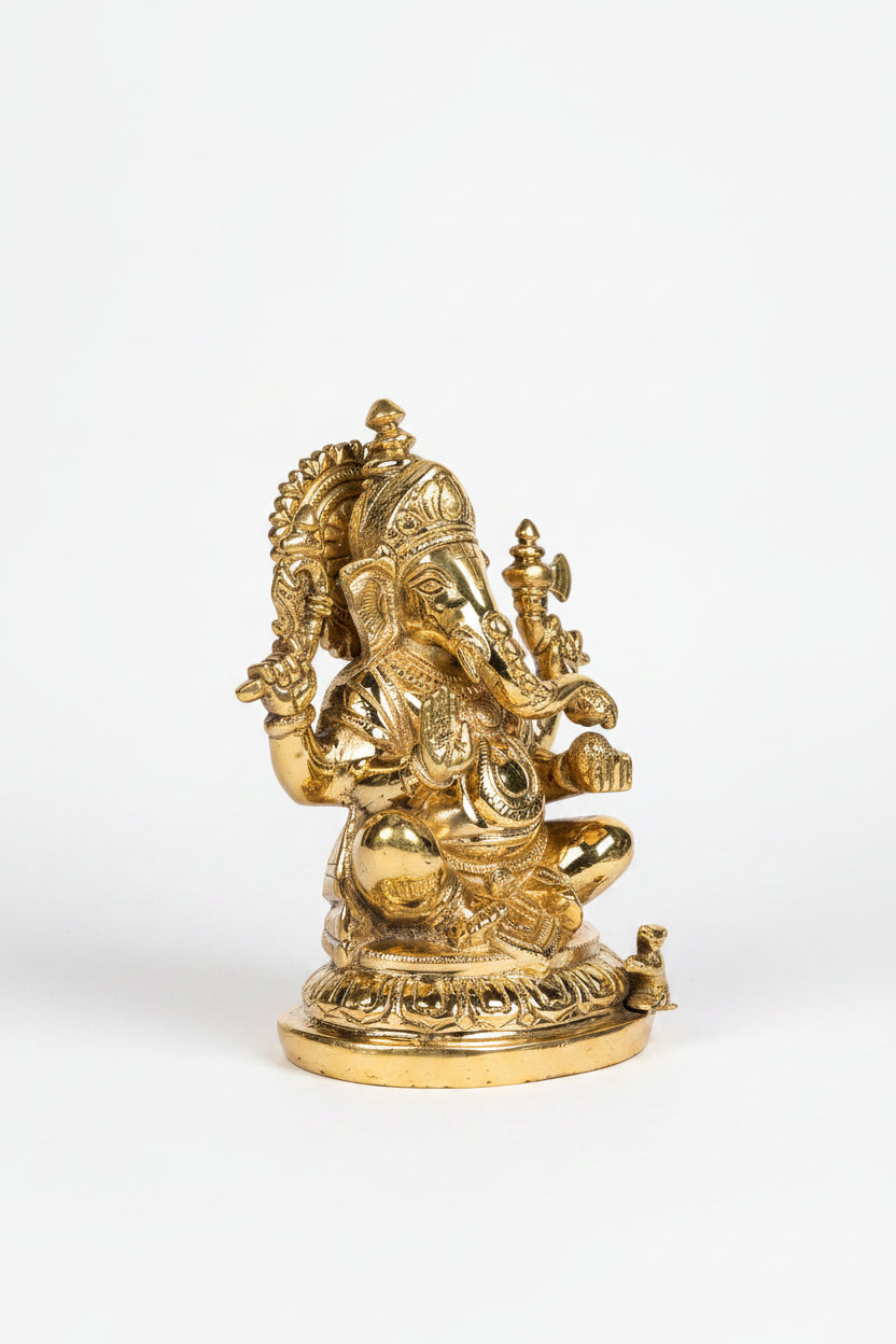 Ganesh Laxmi Saraswati Brass Murti Set 9 Inch Ashtadhatu Idol for Home Temple Pooja - ManiMonk