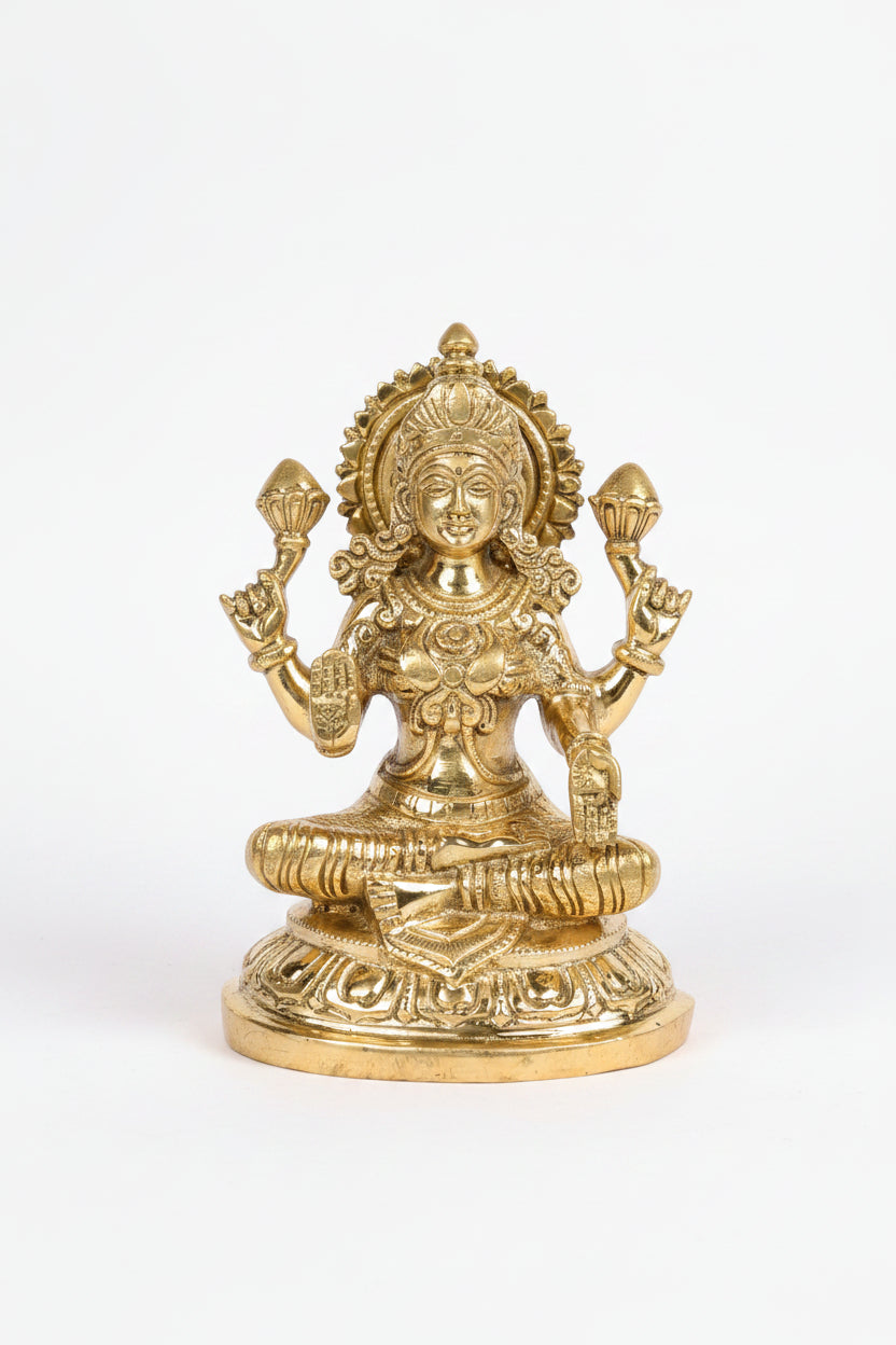 Ganesh Laxmi Saraswati Brass Murti Set 9 Inch Ashtadhatu Idol for Home Temple Pooja - ManiMonk