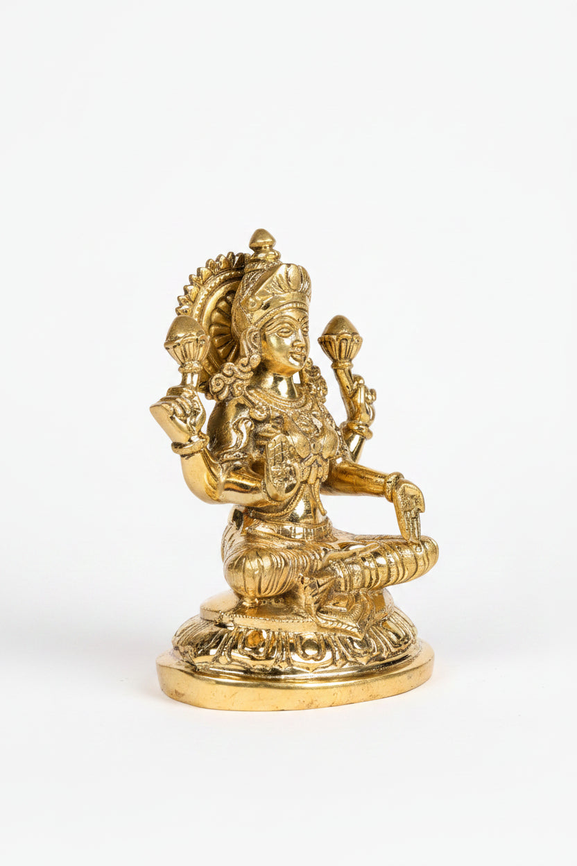 Ganesh Laxmi Saraswati Brass Murti Set 9 Inch Ashtadhatu Idol for Home Temple Pooja - ManiMonk