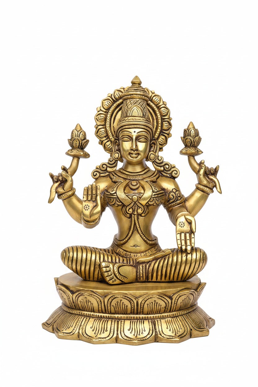 Ganesh Laxmi Saraswati Idol Set Brass 11 Inch ManiMonk - ManiMonk