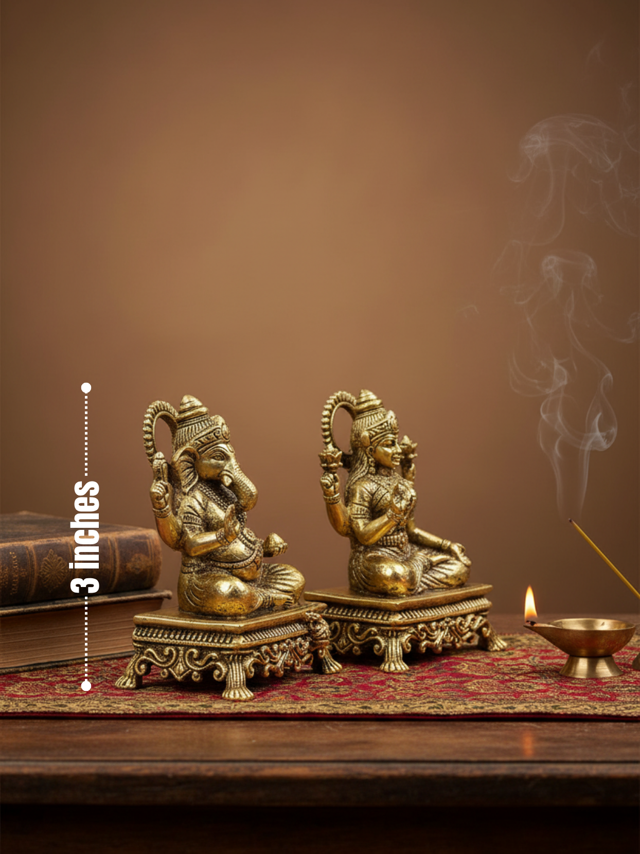 Ganesh Laxmi on Pedestal Chowki Ashtadhatu Idol (Small)