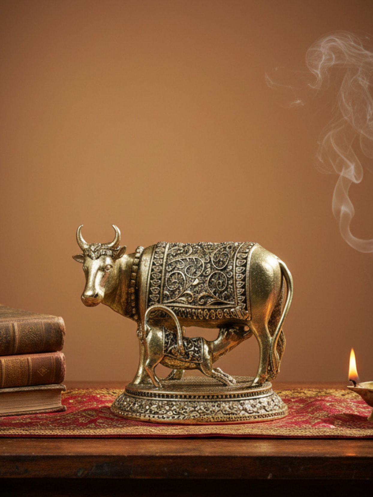 Gaumata with Calf Ashtadhatu Idol (small)