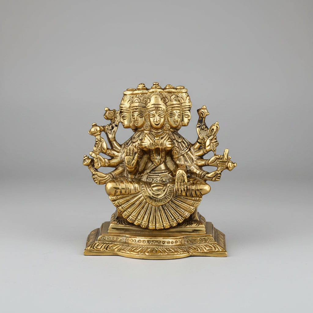 Gayatri Devi Brass Idol | 5 Inch Heavy Brass Murti – ManiMonk
