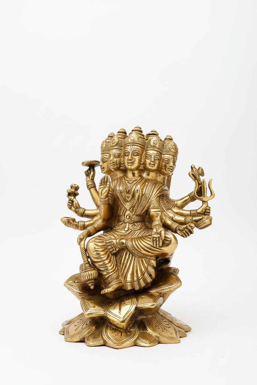 Gayatri Mata Brass Murti 8 Inch Premium Handcrafted Idol for Home Temple - ManiMonk