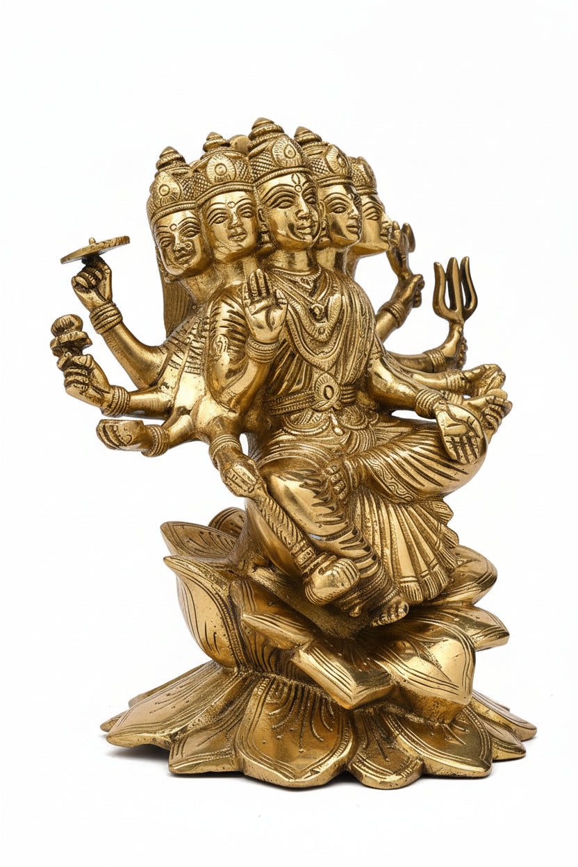 Gayatri Mata Brass Murti 8 Inch Premium Handcrafted Idol for Home Temple - ManiMonk