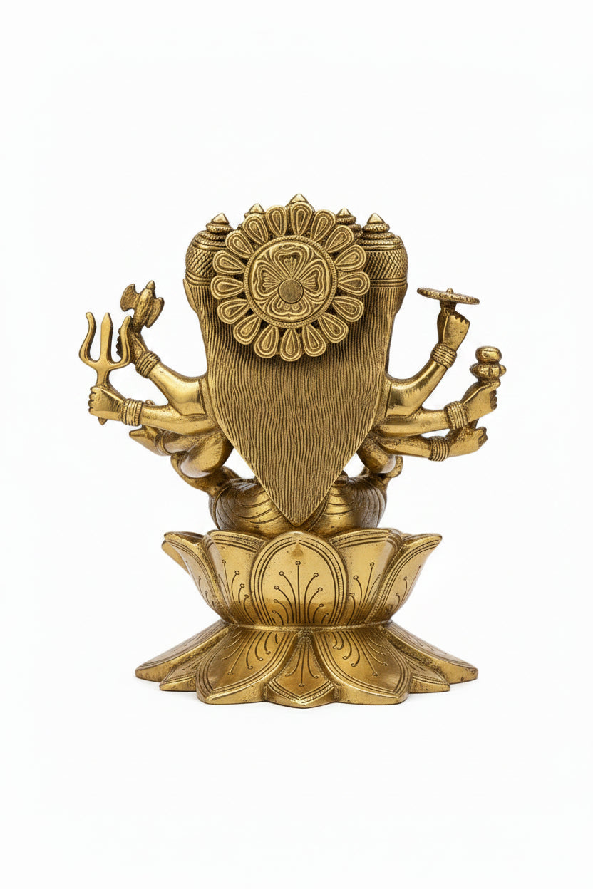 Gayatri Mata Brass Murti 8 Inch Premium Handcrafted Idol for Home Temple - ManiMonk