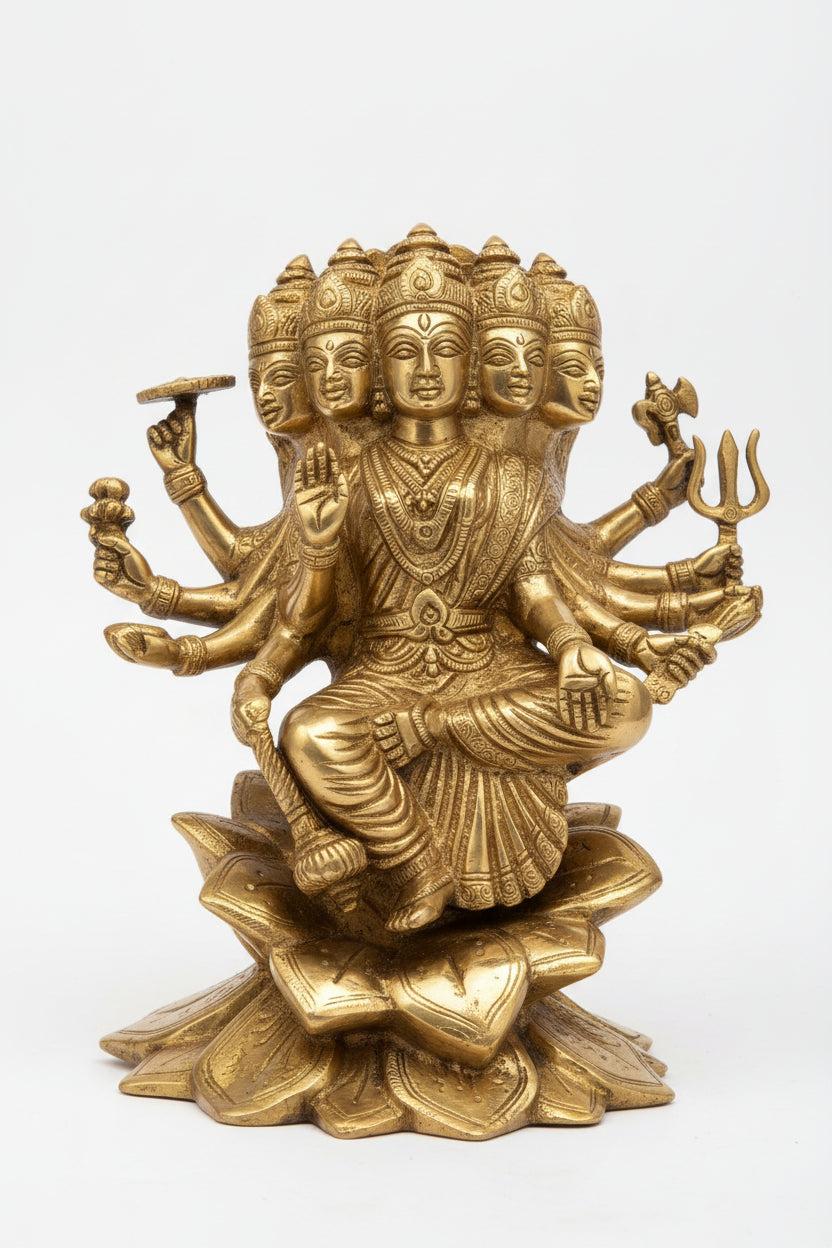 Gayatri Mata Brass Murti 8 Inch Premium Handcrafted Idol for Home Temple