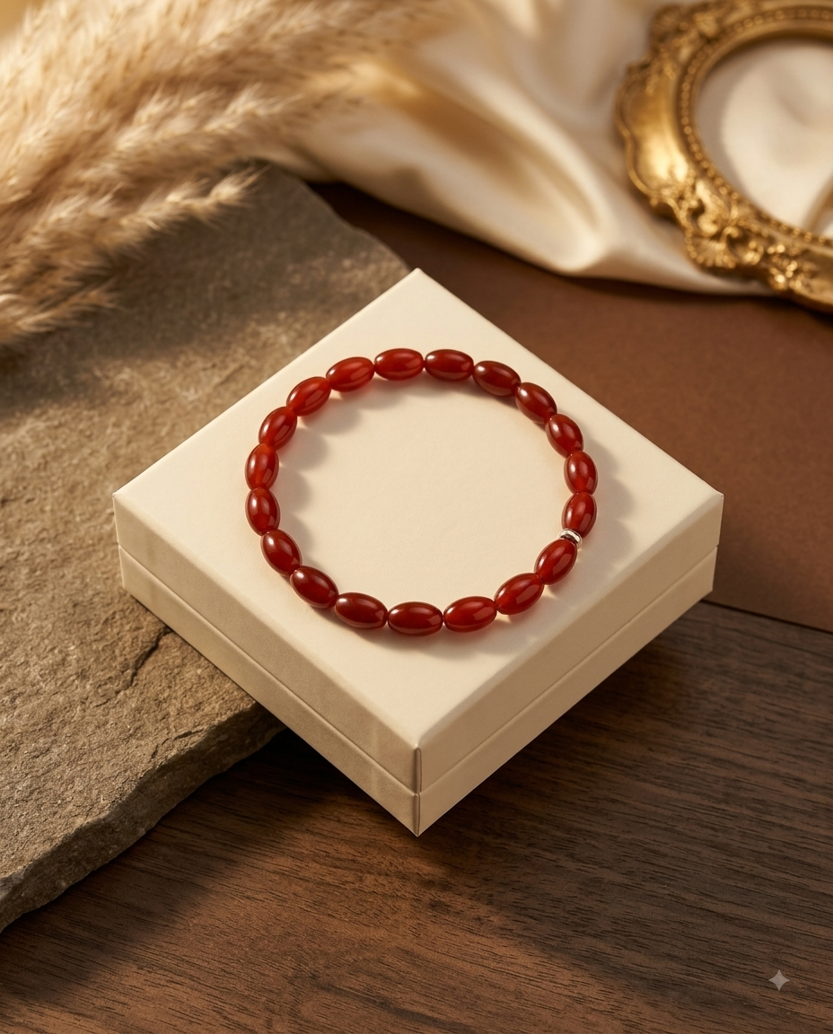 Natural Red Carnelian Oval Beads Bracelet | Healing & Meditation Gemstone