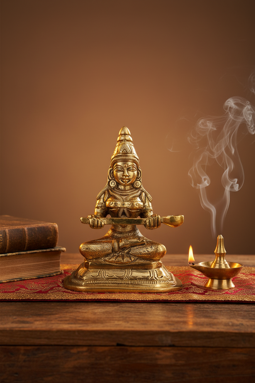 Goddess Annapurna Brass Statue 3 Inch Handcrafted Idol for Home Temple