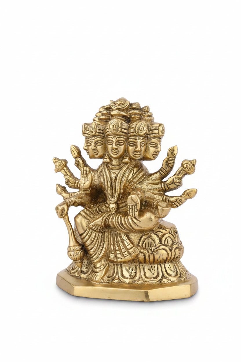 Goddess Gayatri Brass Idol | Heavy Brass | 4.5 Inches - ManiMonk