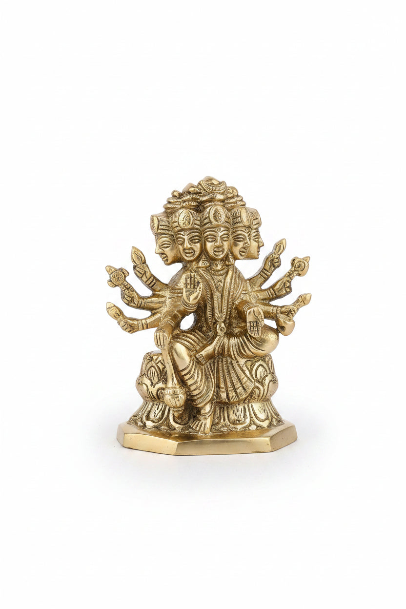 Goddess Gayatri Brass Idol | Heavy Brass | 4.5 Inches - ManiMonk