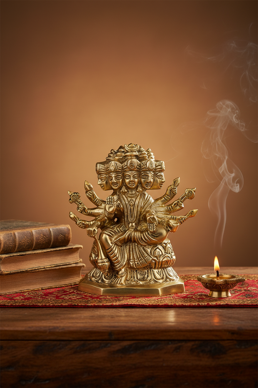 Goddess Gayatri Brass Idol | Heavy Brass | 4.5 Inches - ManiMonk
