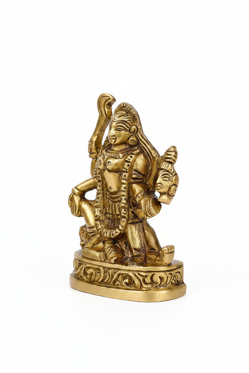 Goddess Kaali Brass Murti 3 Inch Handcrafted Sacred Idol for Home Temple - ManiMonk