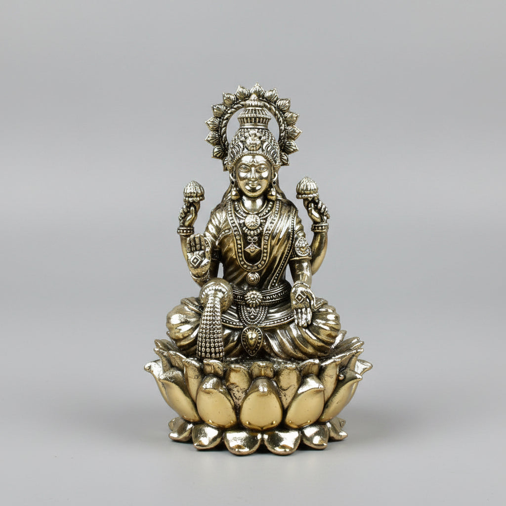 Goddess Lakshmi Ashtadhatu Idol Energised Maa Lakshmi Murti for Home Mandir