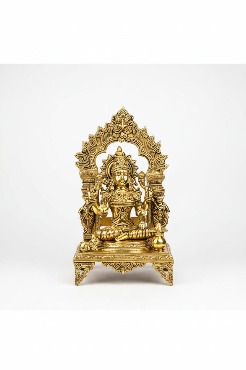 Goddess Lakshmi Brass Idol 17.5 Inch Supreme 10.6 Kg Handcrafted Temple Grade Murti for Home Temple and Institution