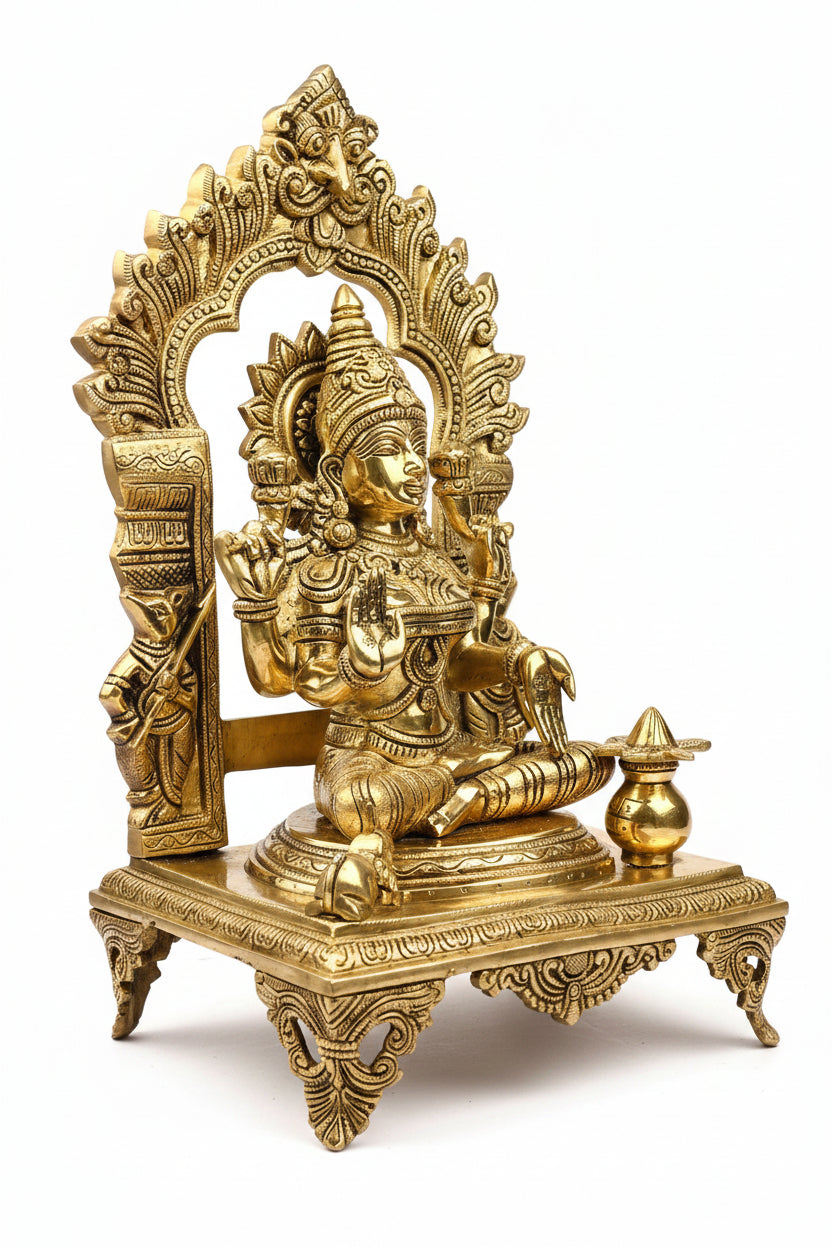 Goddess Lakshmi Brass Idol 17.5 Inch Supreme 10.6 Kg Handcrafted Temple Grade Murti for Home Temple and Institution