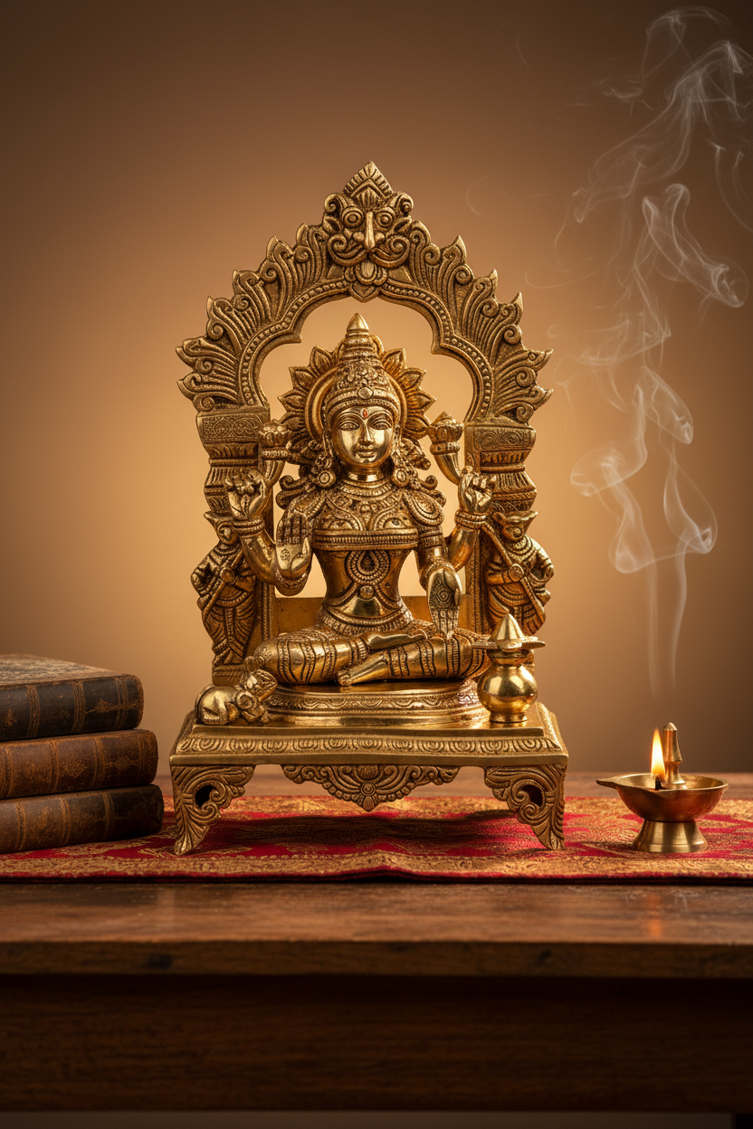 Goddess Lakshmi Brass Idol 17.5 Inch Supreme 10.6 Kg Handcrafted Temple Grade Murti for Home Temple and Institution