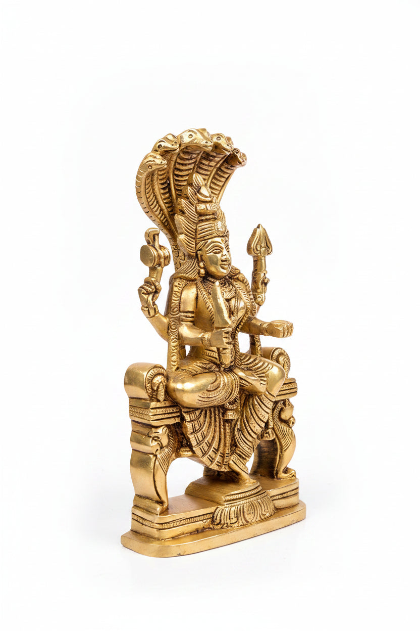 Goddess Mariamman Brass Idol 7.75 Inch Handcrafted Statue for Home Temple - ManiMonk