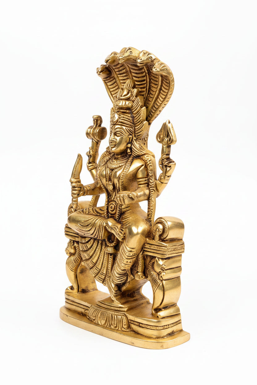Goddess Mariamman Brass Idol 7.75 Inch Handcrafted Statue for Home Temple - ManiMonk