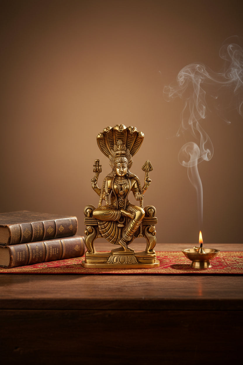 Goddess Mariamman Brass Idol | 7.75 Inches | Premium Handcrafted Statue - ManiMonk