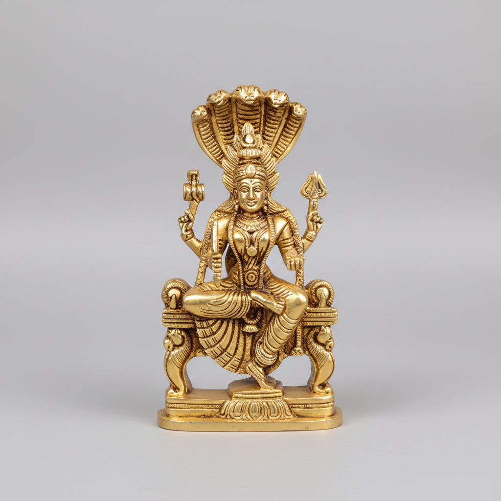 Goddess Mariamman Brass Idol | 7.75 Inches | Premium Handcrafted Statue - ManiMonk