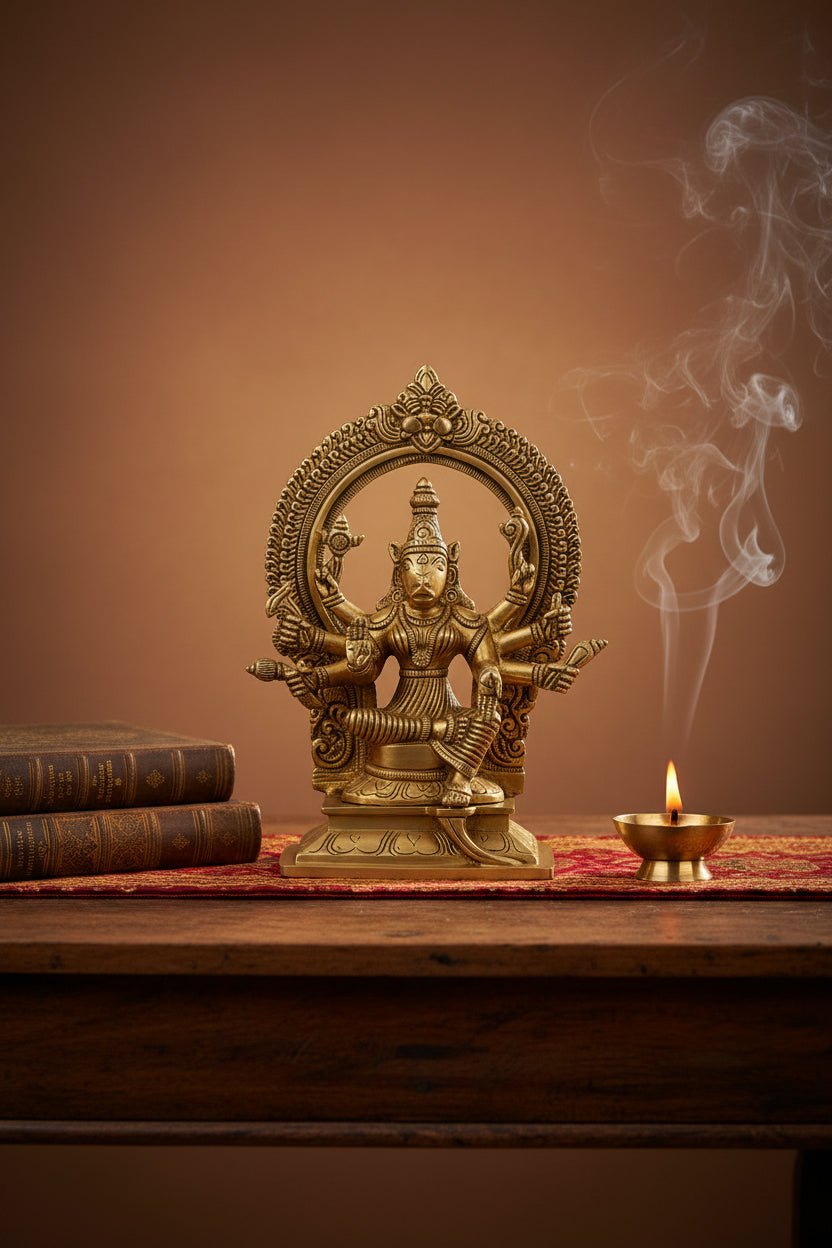 Goddess Varahi Brass Idol 9 Inch Handcrafted Puja Murti for Home Temple