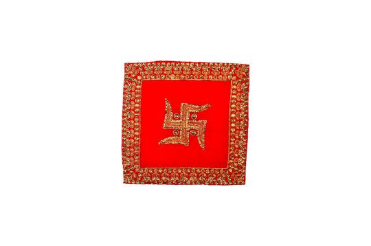 Swastik Design Square PUJA Altar Cloth-Regular