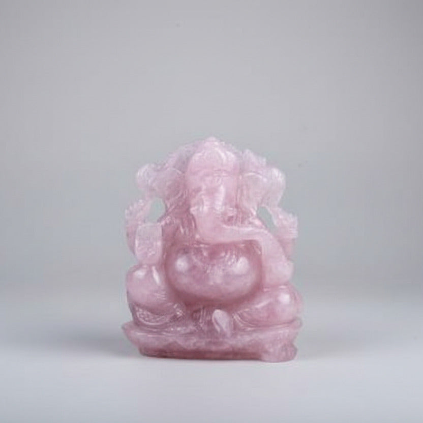 Rose Quartz Ganesha Idol - 2.480 kgs