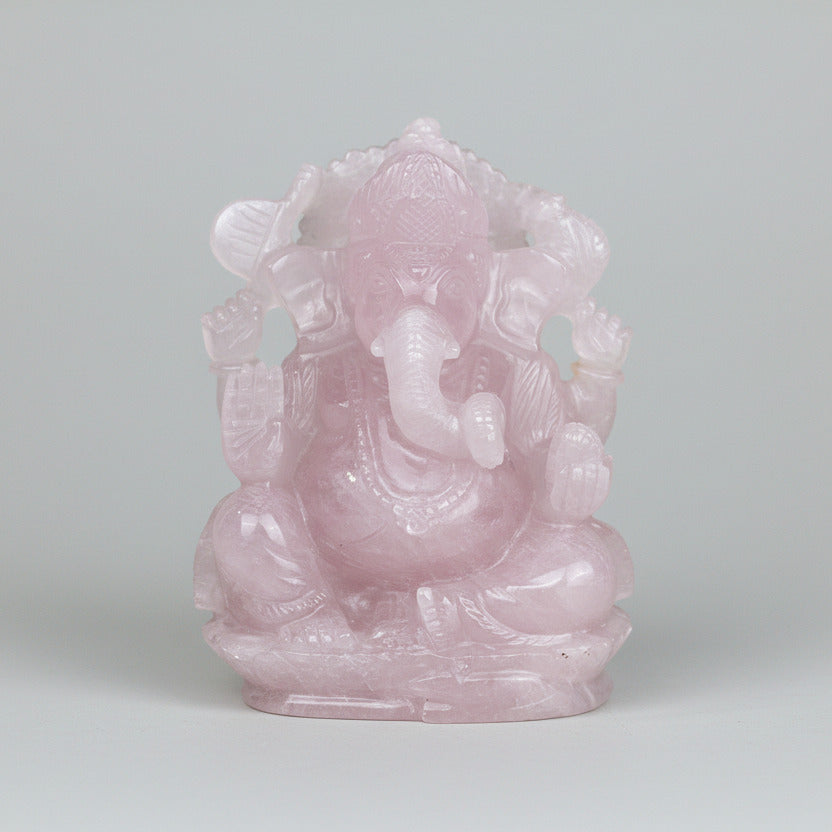 Rose Quartz Ganesha Idol - 1.473 kgs