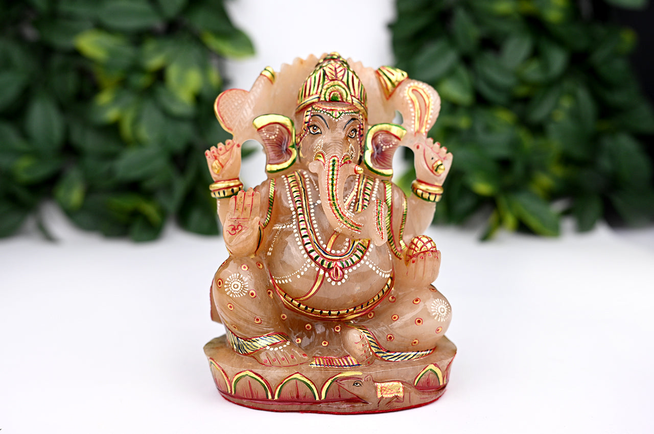 Exotic Yellow Jade Ganpati Idol - 1.118 kgs