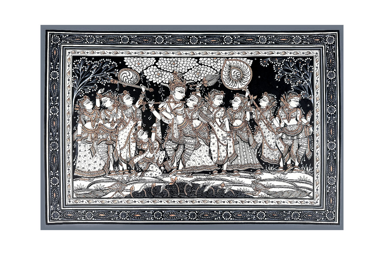 Lord Krishna Raas Leela Pattachitra Painting