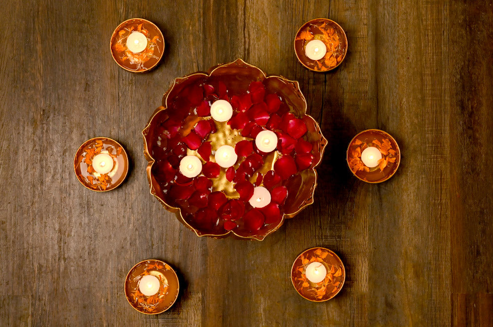 Decorative Lotus Urli Bowls (Set of 7)
