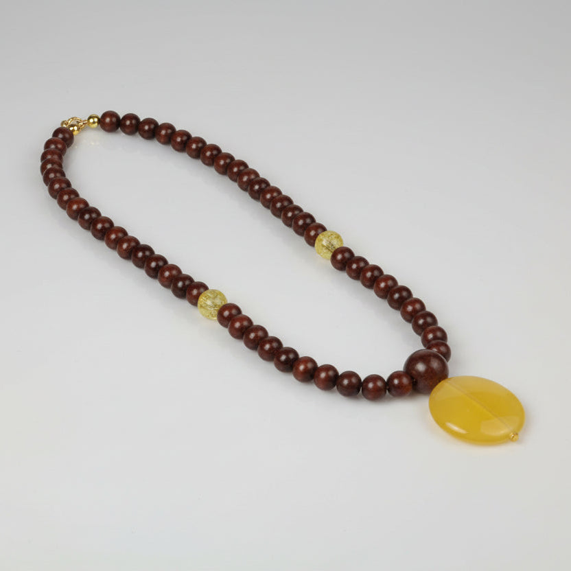 Red Sandalwood and Yellow Citrine Mala