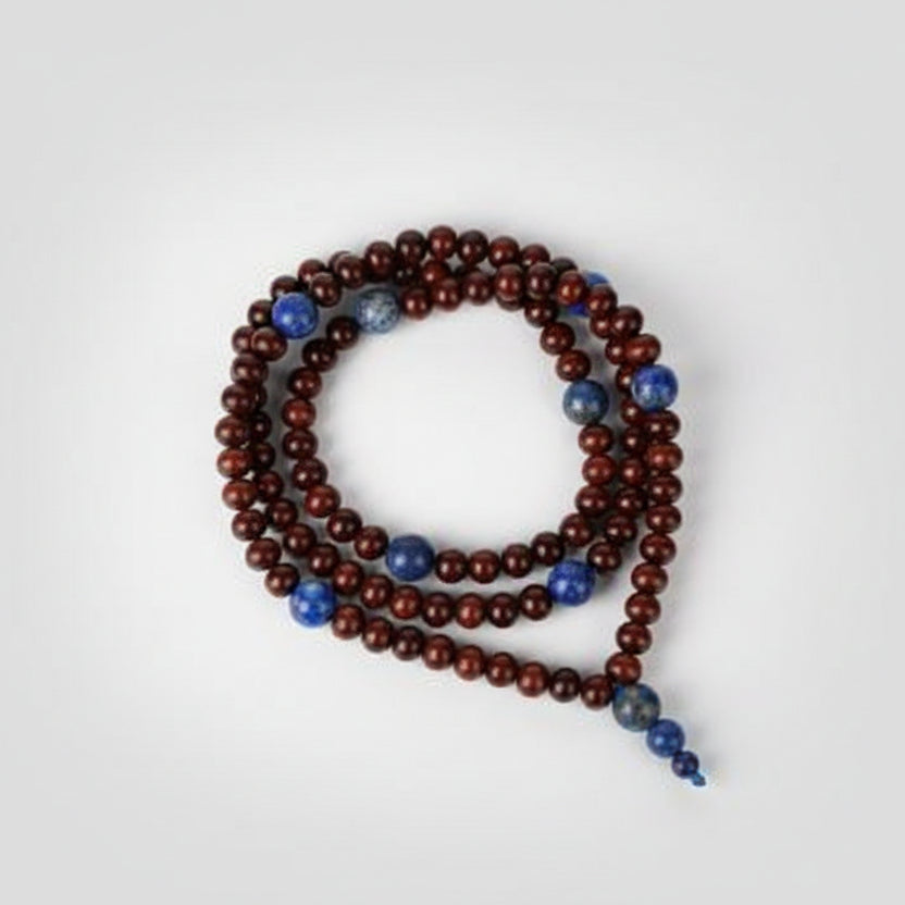Red Sandalwood and Lapis Lazuli Mala