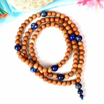 White Sandalwood and Lapis Lazuli Mala
