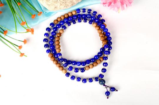 Blue Jade and Sandalwood Mala