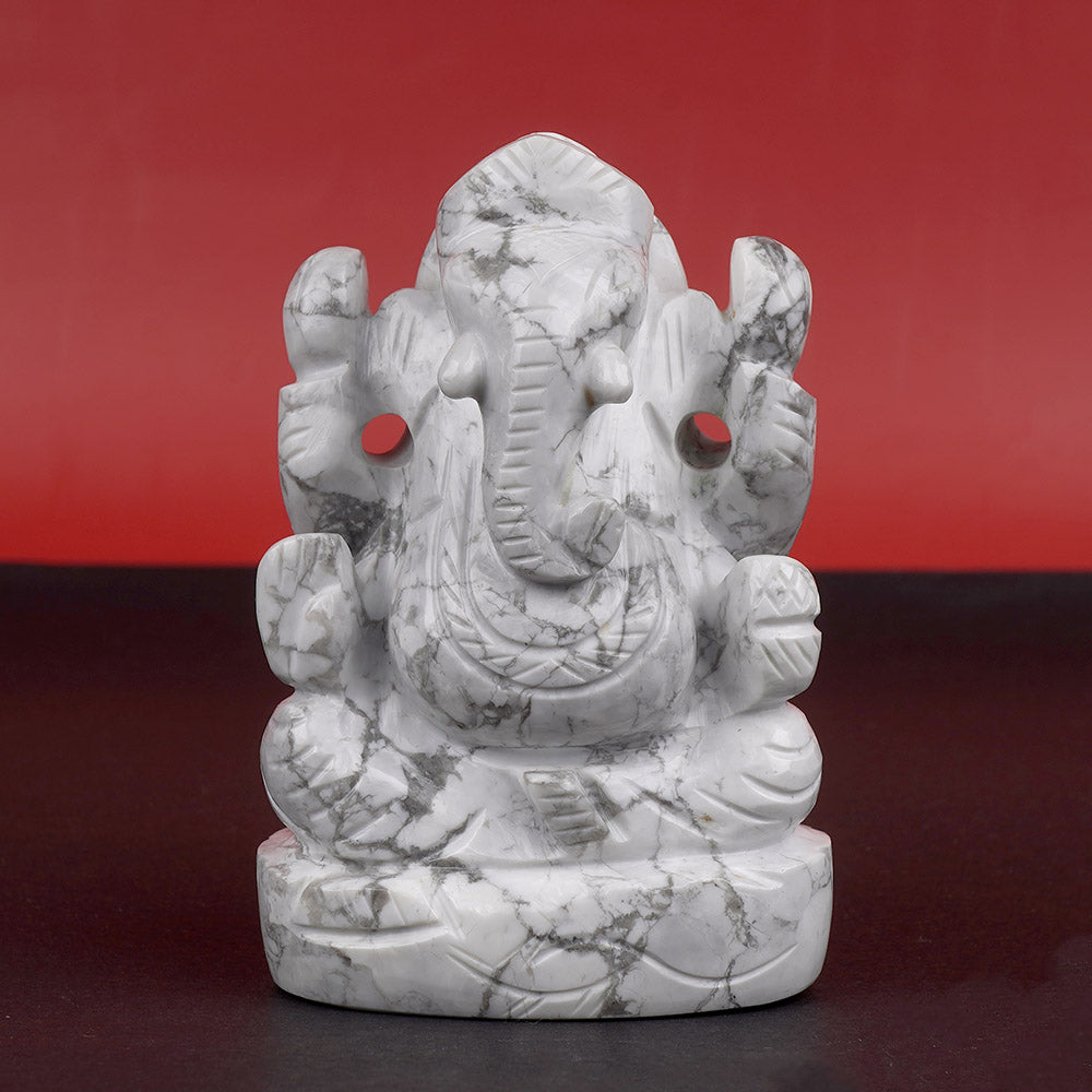 Howlite Ganesh Idol - 251 gms